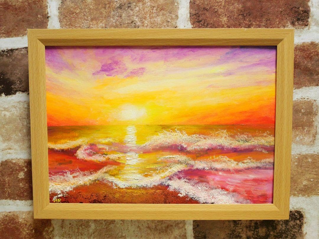 Amazon.co.jp: 油絵 絵画 夕暮れの波 : ホーム＆キッチン